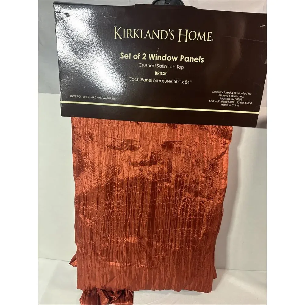 Kirkland's Home Crushed Satin Tab Top Window Panels Set of 2 50x84 Brick Rust